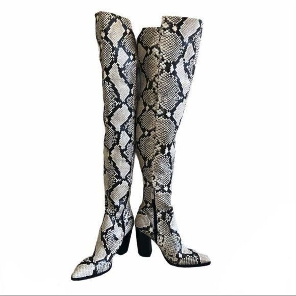 Vince Camuto Cottara Over the Knee Snakeskin Boots US 6 EU 36.5 - Picture 1 of 10